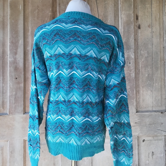 Vintage 90s Turquoise Sweater - Picture 5 of 5